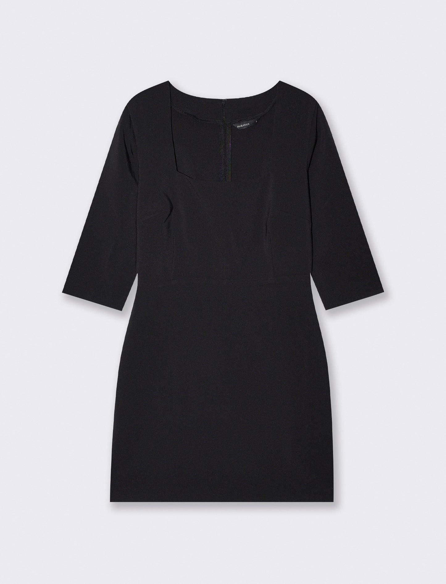 Short dress with square neckline and three-quarter sleeves - Black