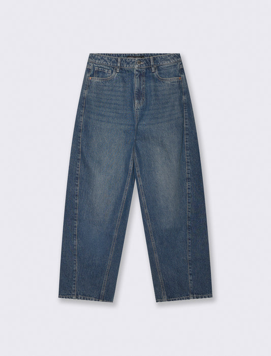 Jeans barrel con vita regolare - Denim