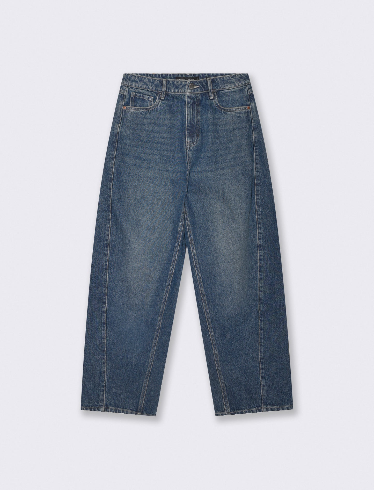 Jeans barrel con vita regolare - Denim