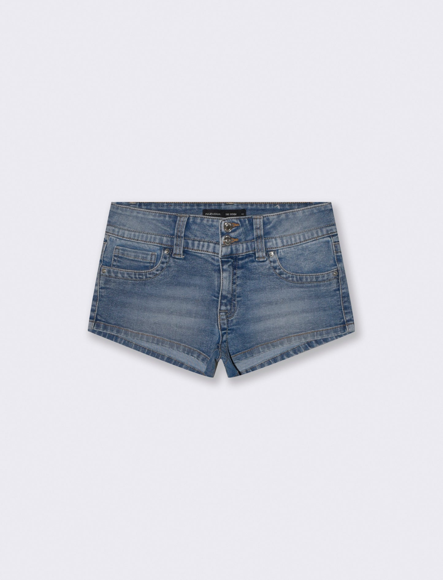 Micro Short Denim con Tasche Frontali e Posteriori - Denim