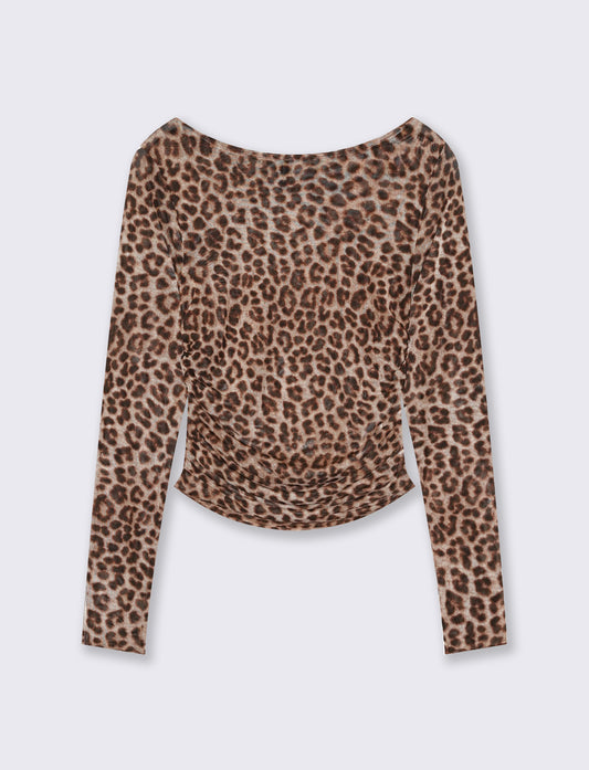 T-shirt in rete stampata con arriccio - var 1