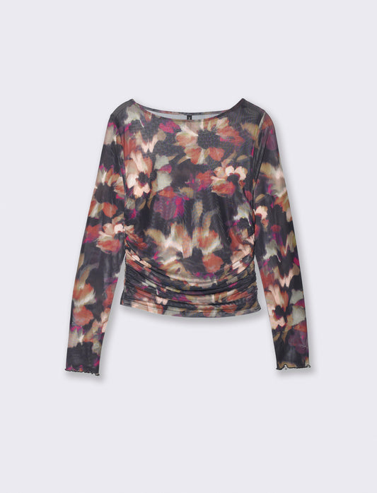 T-shirt in rete stampata con arriccio - var 2