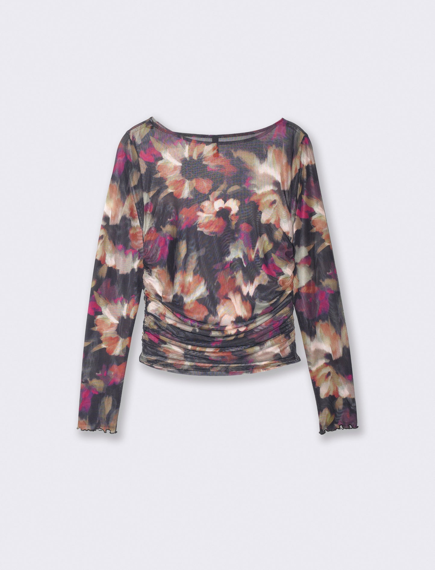T-shirt in rete stampata con arriccio - var 2