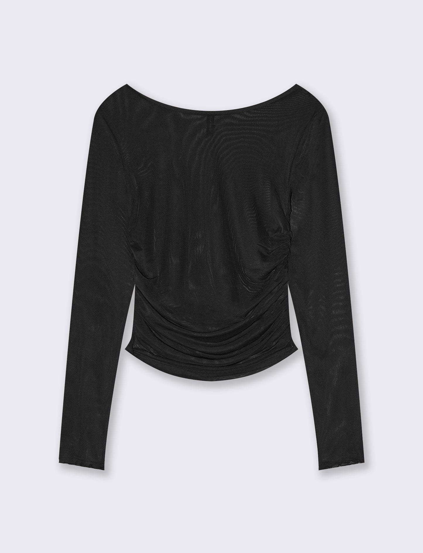 T-shirt in rete stampata con arriccio - Nero
