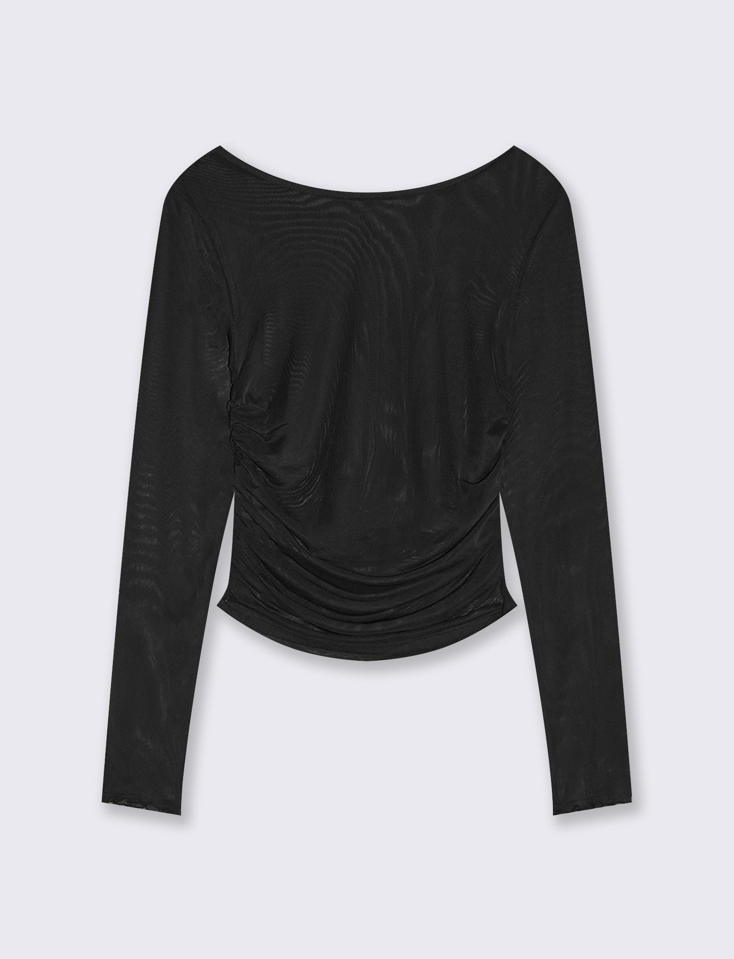 T-shirt in rete stampata con arriccio - Nero
