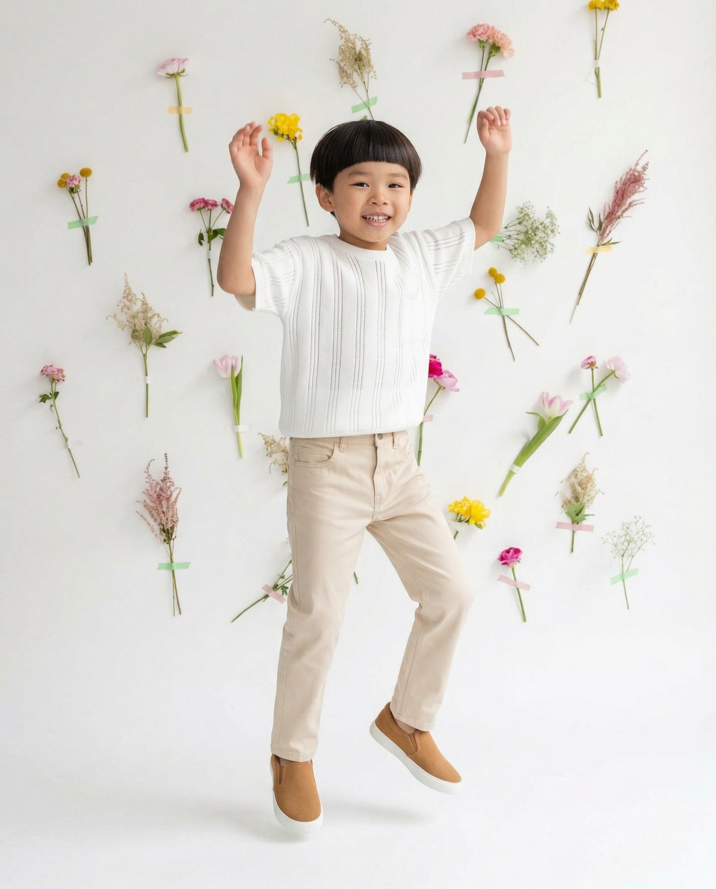 Regular Fit Stretch Cotton Pants - Beige