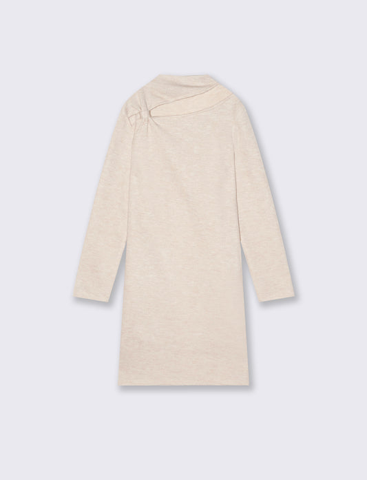 Abito in maglia con scollatura decorativa. - Bianco burro