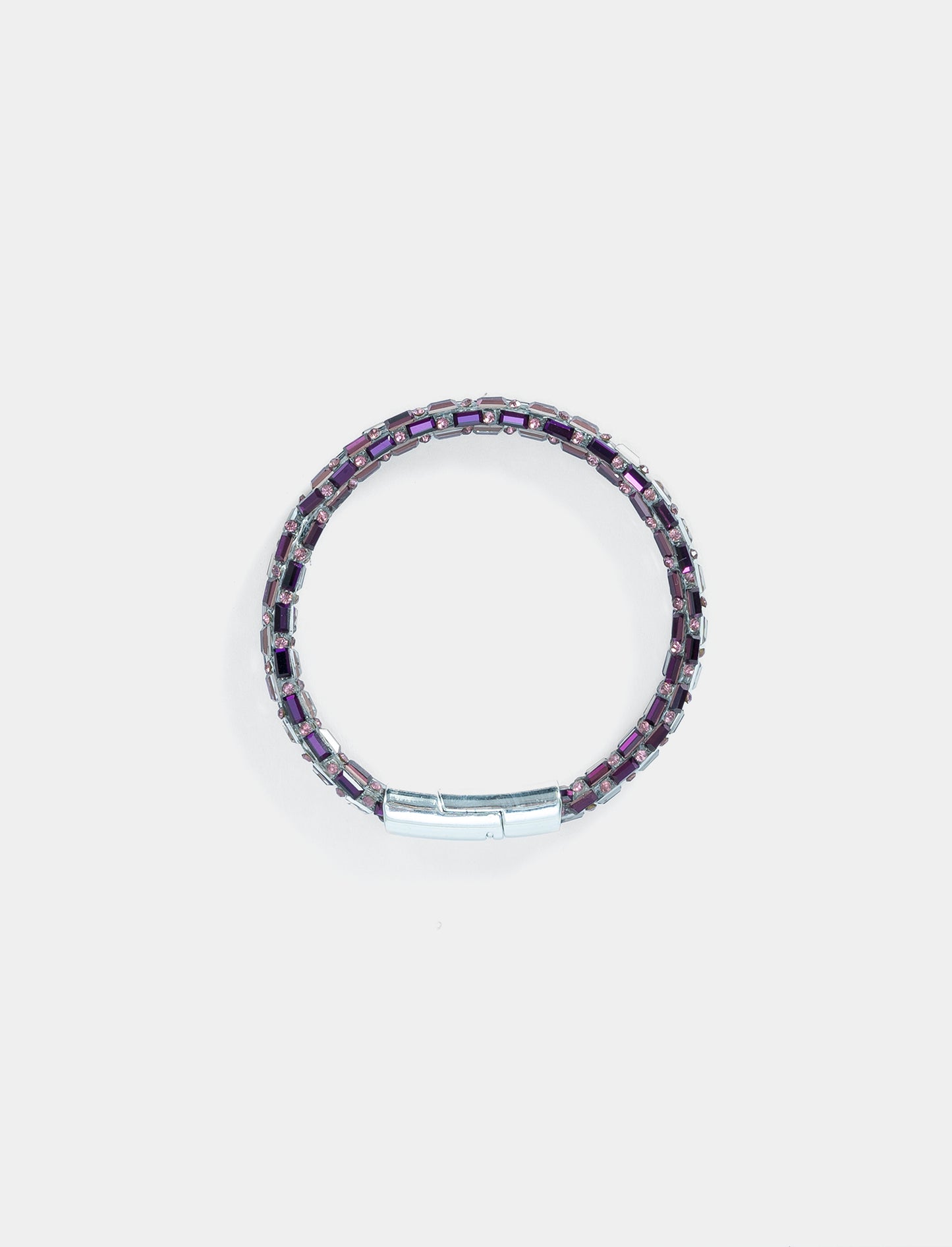 Tube Cuff Bracelet with Rhinestones - Purple