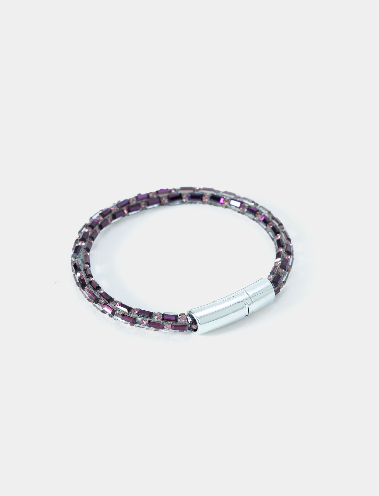 Tube Cuff Bracelet with Rhinestones - Purple