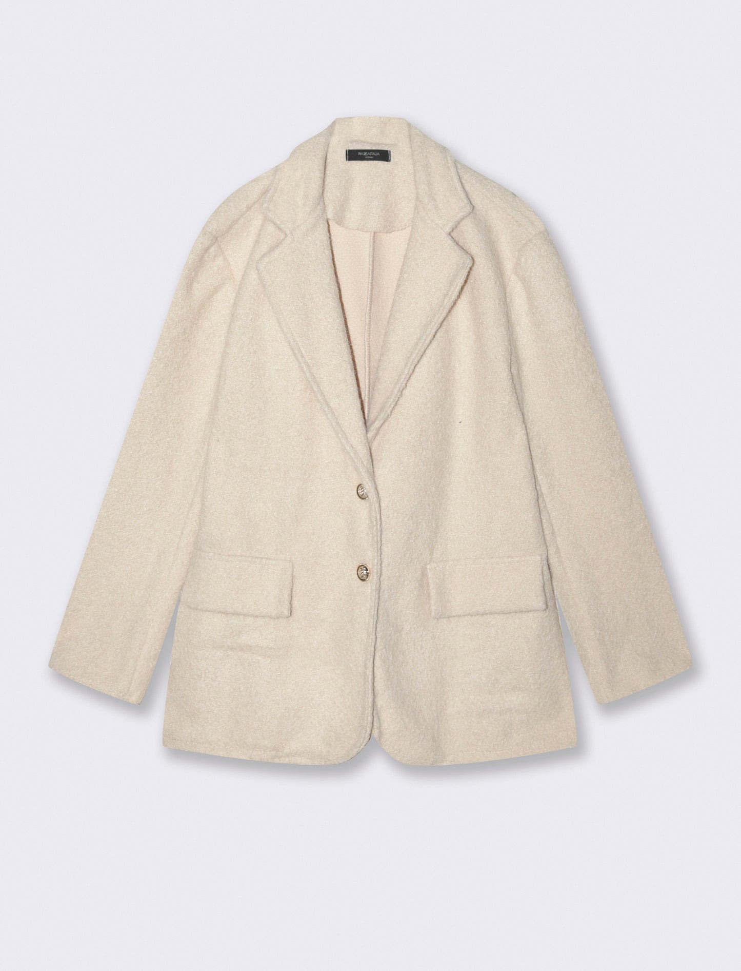 Giacca con doppio bottone effetto pelliccia - Beige