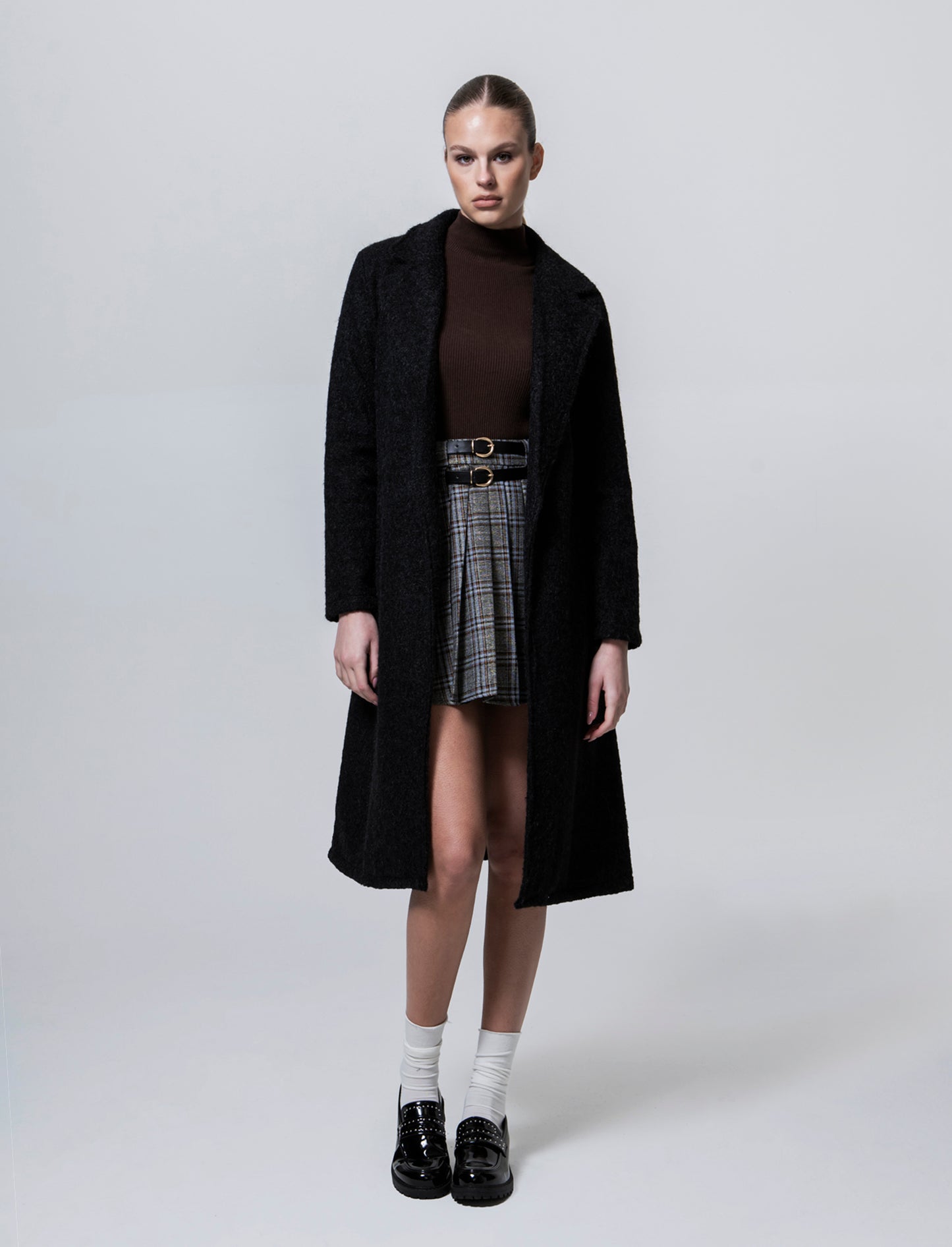 Cappotto in tessuto effetto pelliccia - Nero