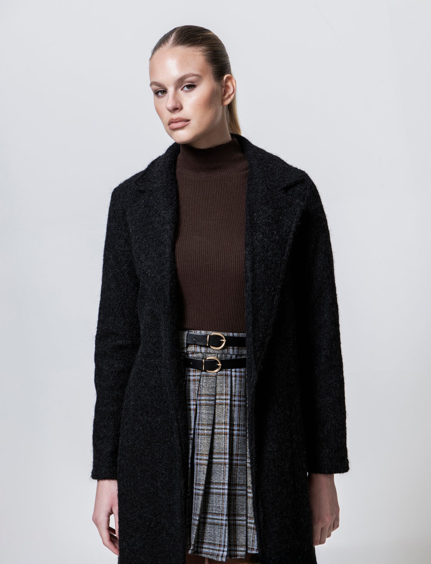 Cappotto in tessuto effetto pelliccia - Nero