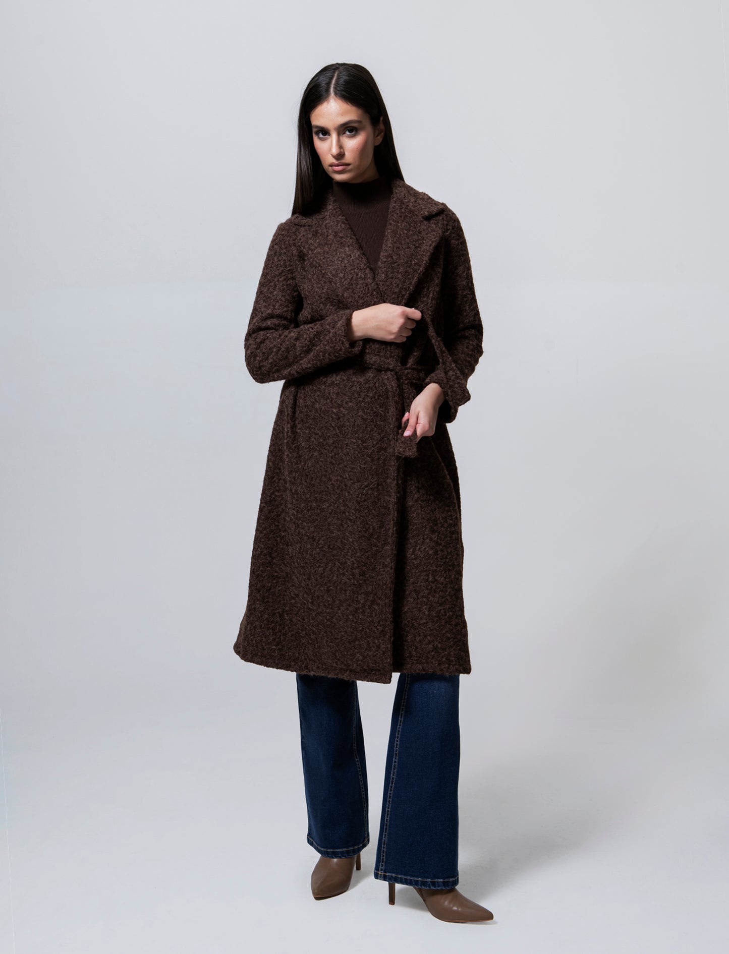Cappotto in tessuto effetto pelliccia - Moro