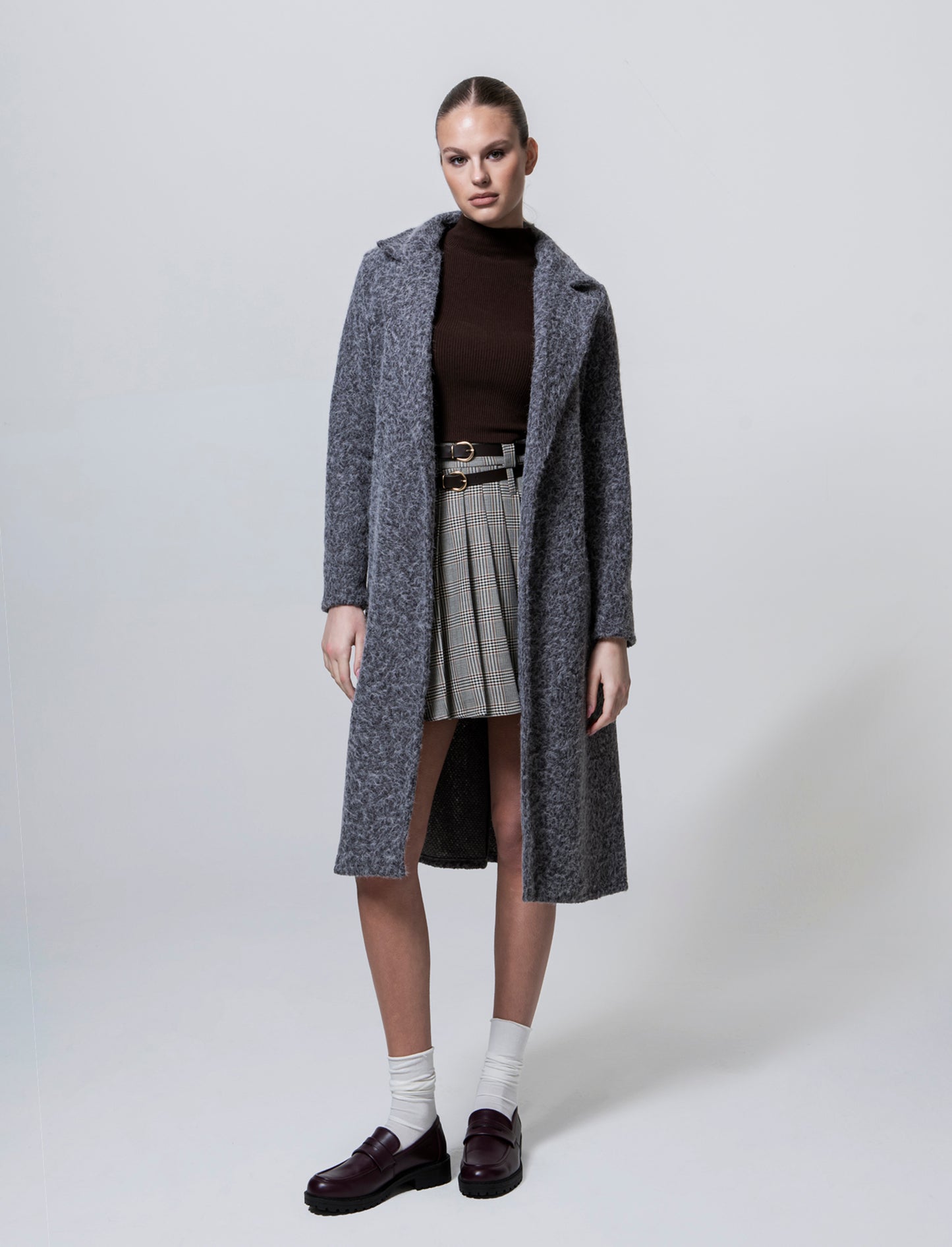 Cappotto in tessuto effetto pelliccia - Grigio