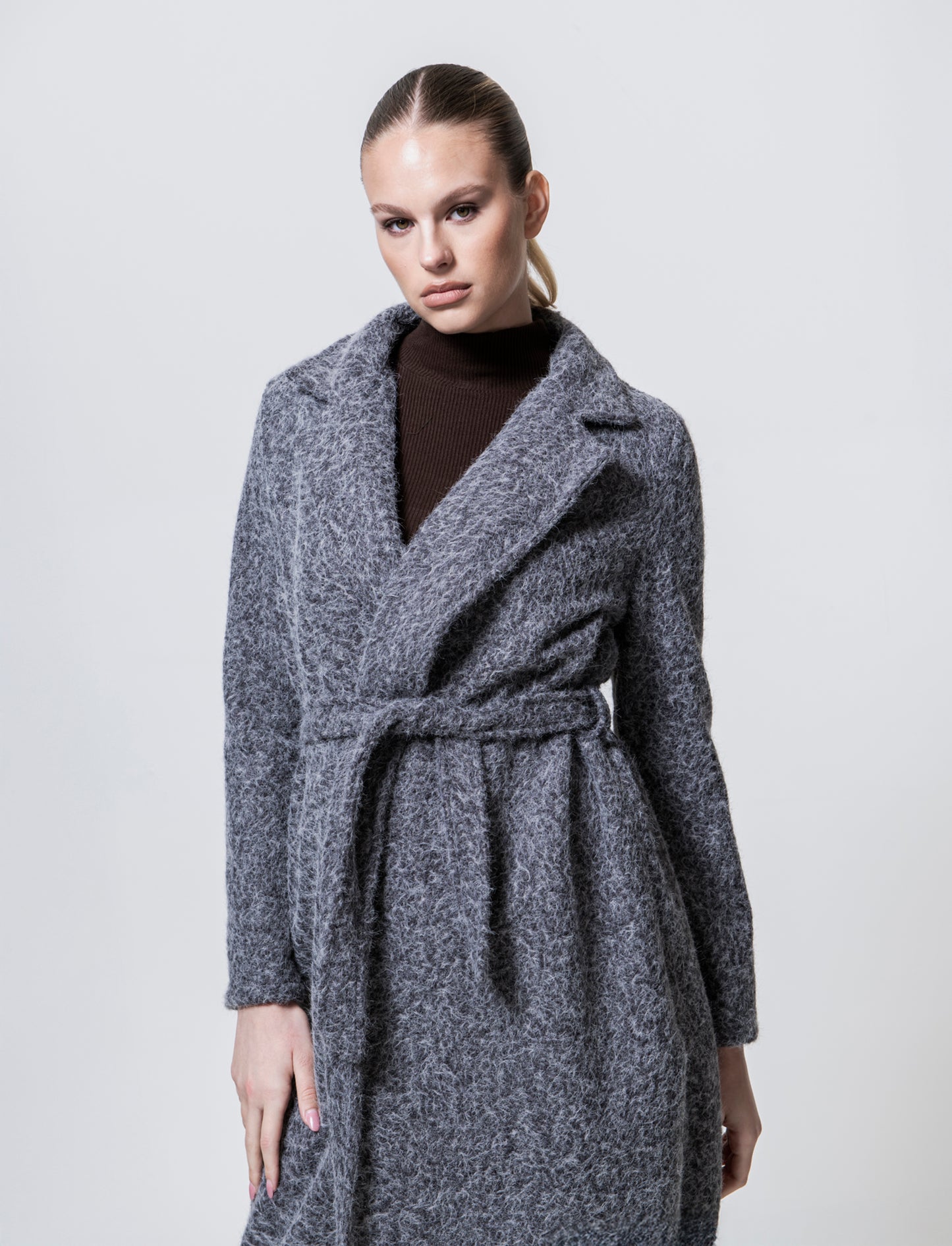Cappotto in tessuto effetto pelliccia - Grigio