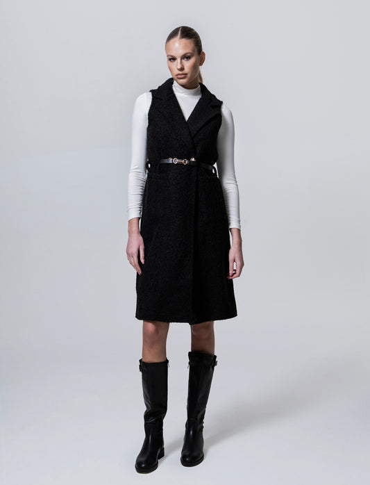Cappotto con cintura smanicato - Nero