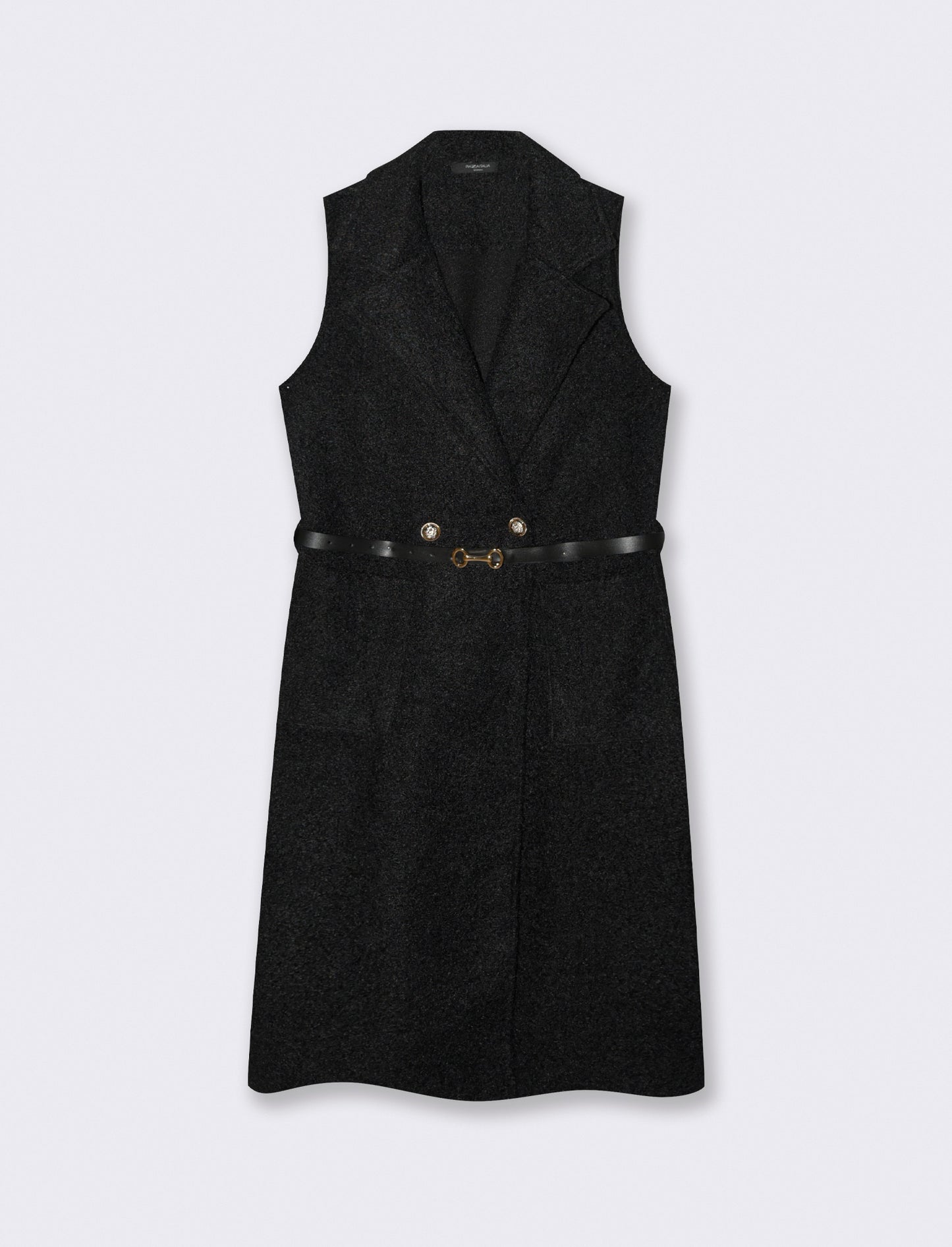 Cappotto con cintura smanicato - Nero