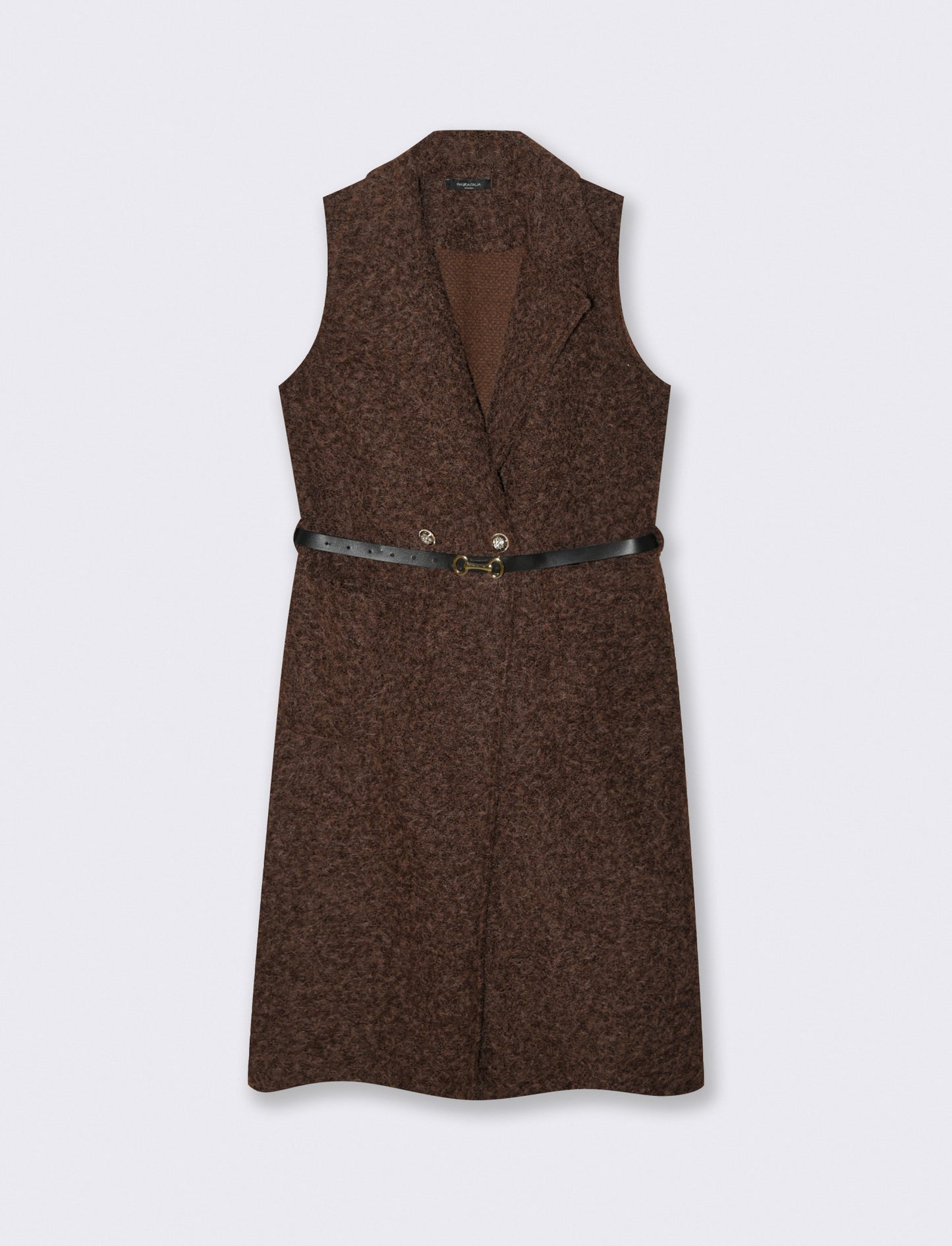 Cappotto con cintura smanicato - Moro