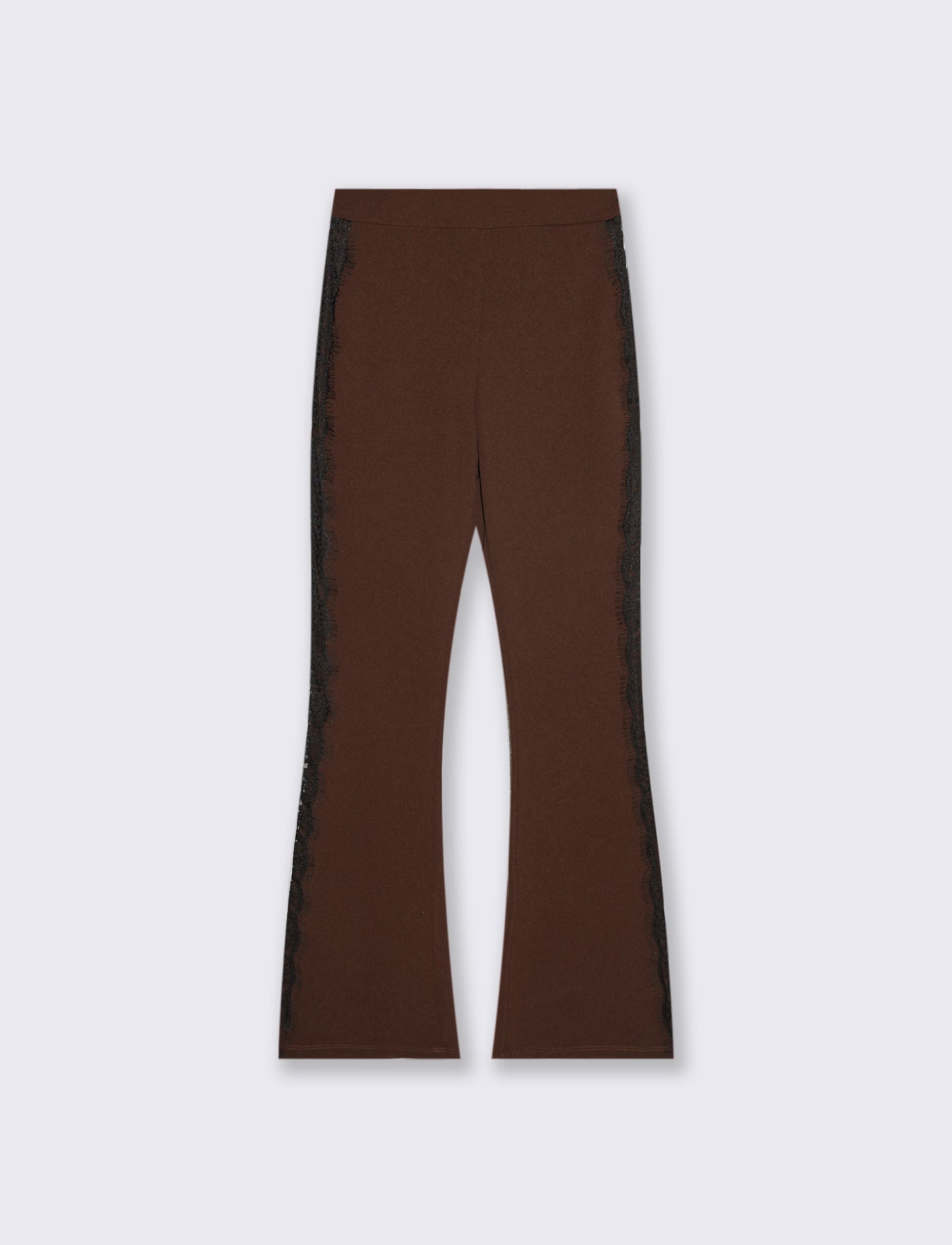 Pantalone a zampa con inserti laterali in pizzo - Moro