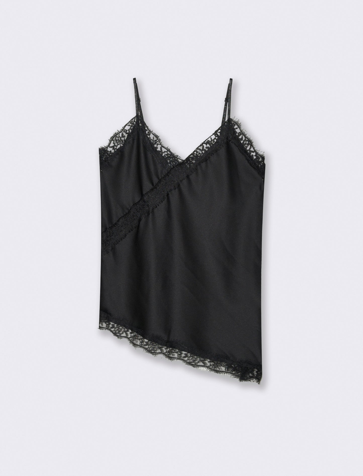 Top pizzo con bretelline - Nero