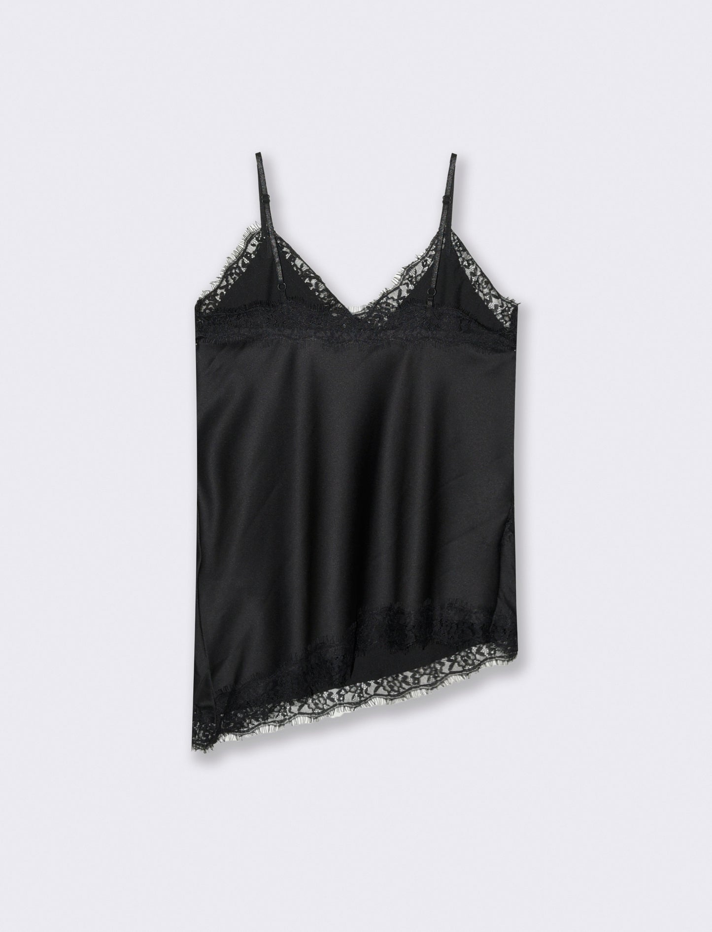 Top pizzo con bretelline - Nero