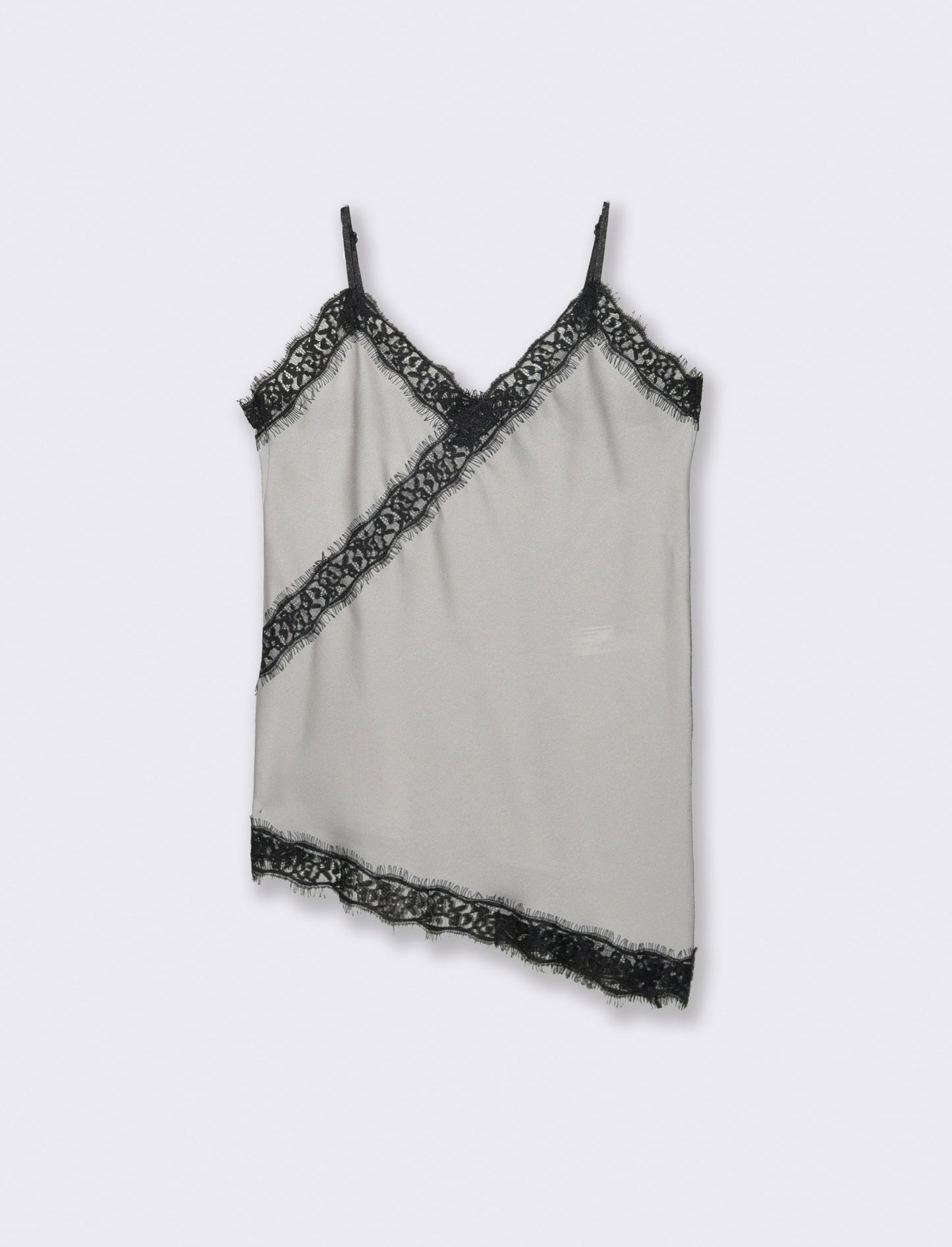 Top pizzo con bretelline - Grigio