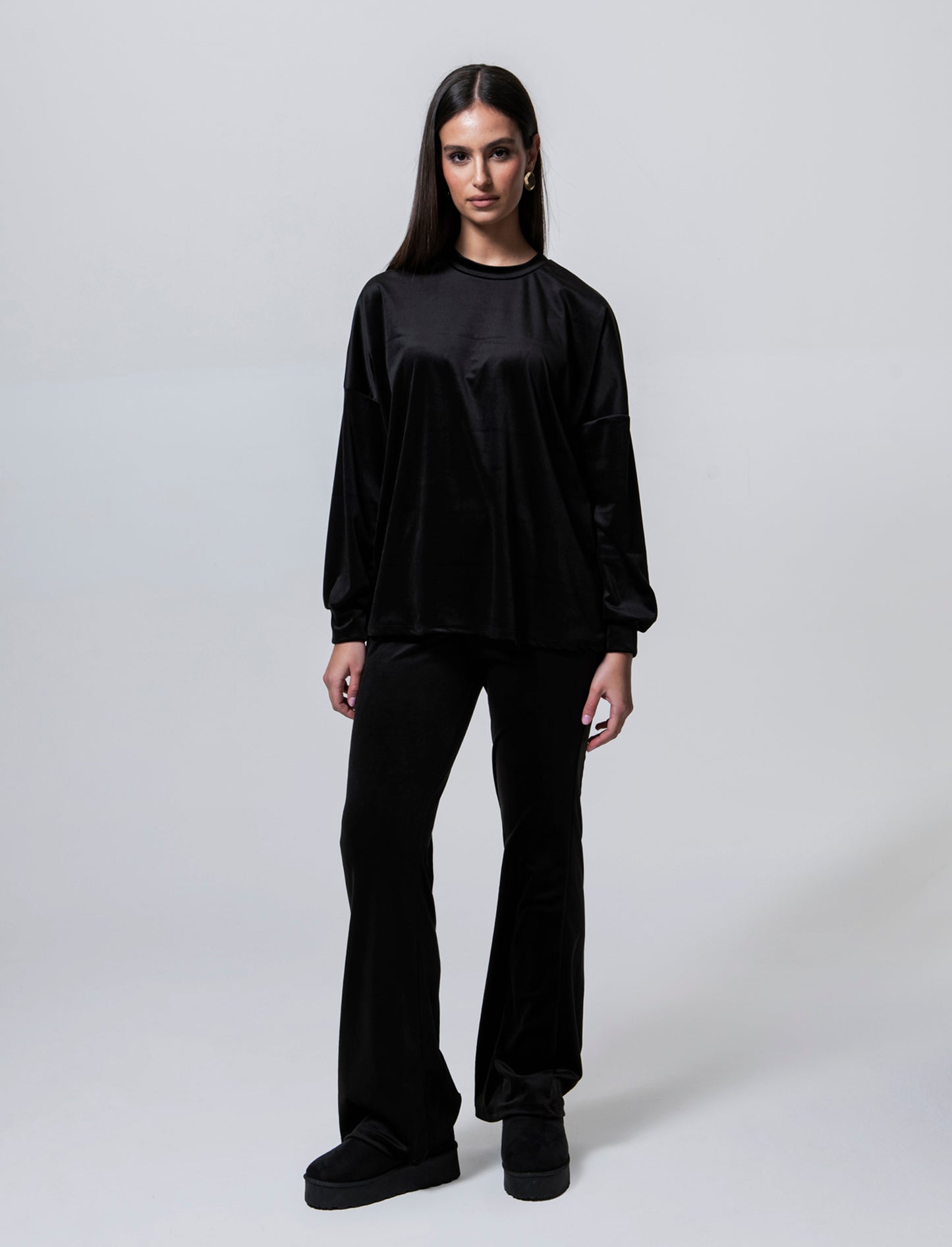 Maglia in ciniglia girocollo - Nero