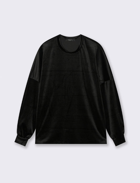 Maglia in ciniglia girocollo - Nero