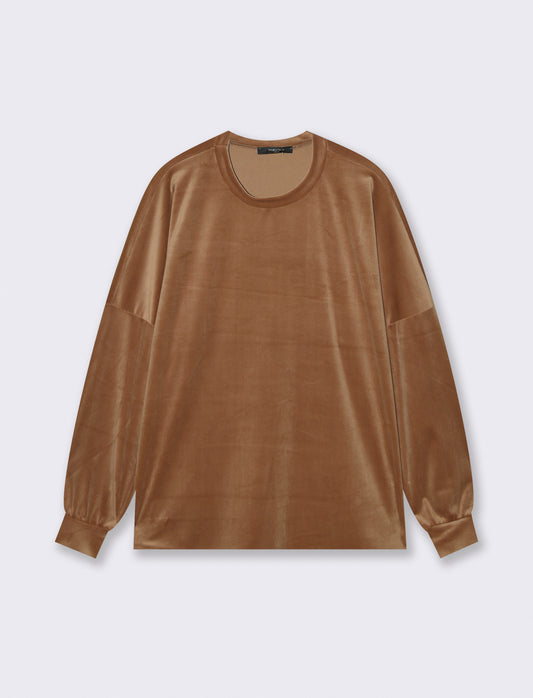 Maglia in ciniglia girocollo - Cammello