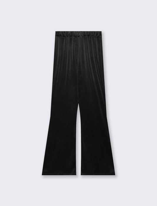 Pantalone in ciniglia con elastico in vita - Nero