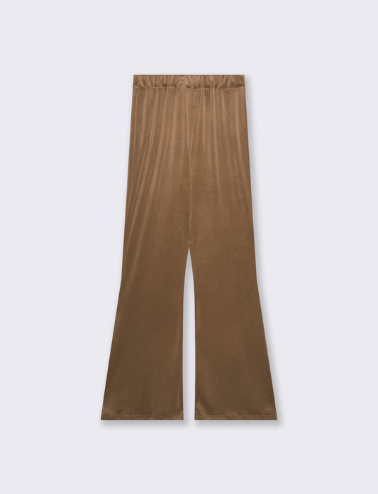 Pantalone in ciniglia con elastico in vita - Cammello