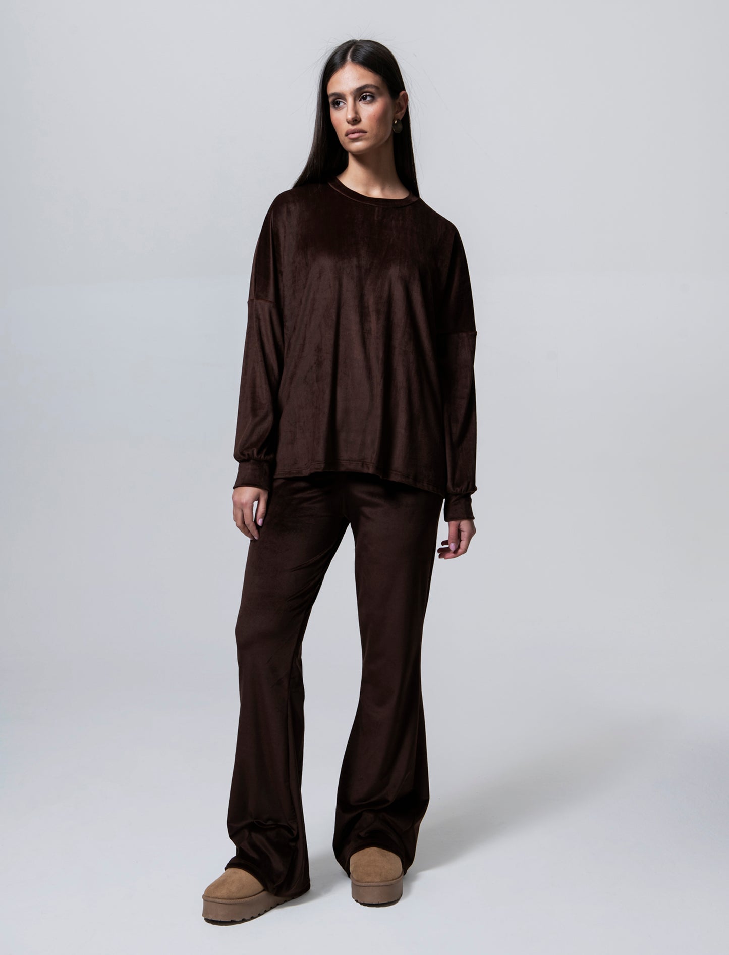 Pantalone in ciniglia con elastico in vita - Moro