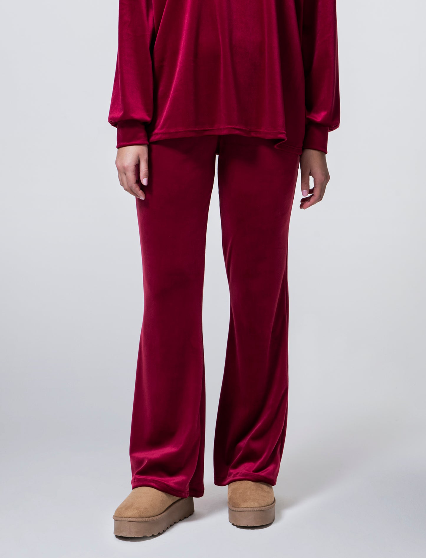 Pantalone in ciniglia con elastico in vita - Bordeaux