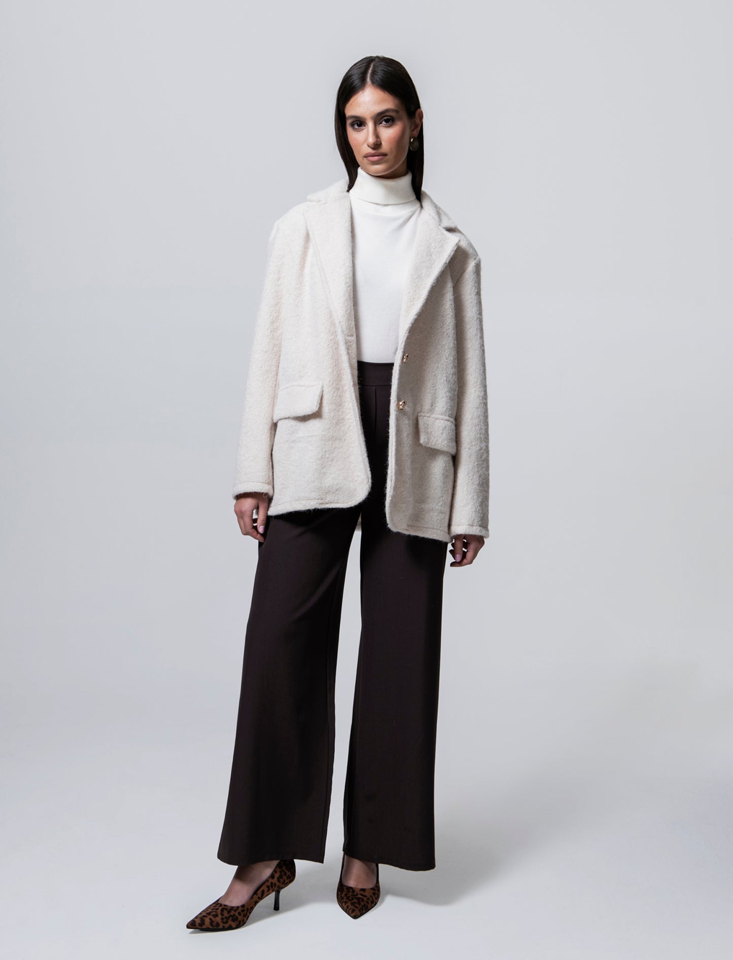 Pantalone palazzo con pinces - Moro