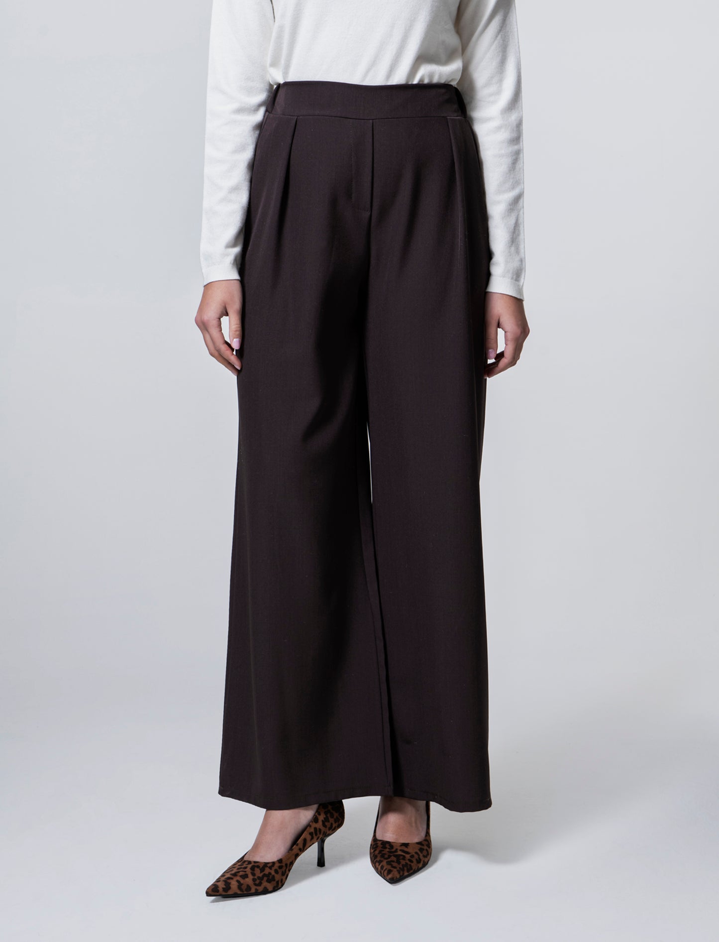 Pantalone palazzo con pinces - Moro