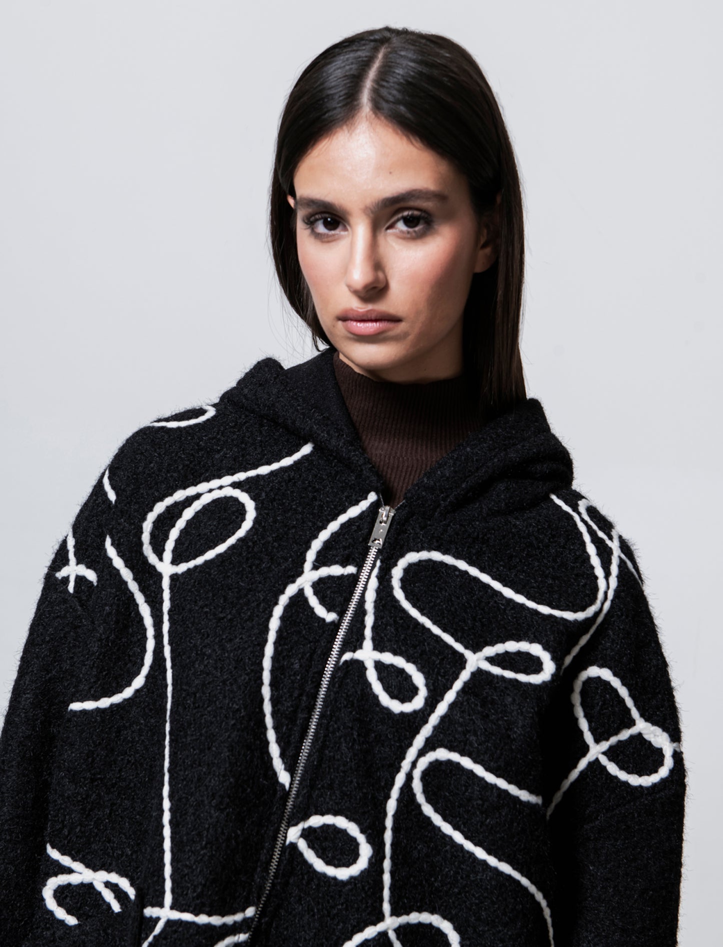 Cappotto con zip over size - Nero