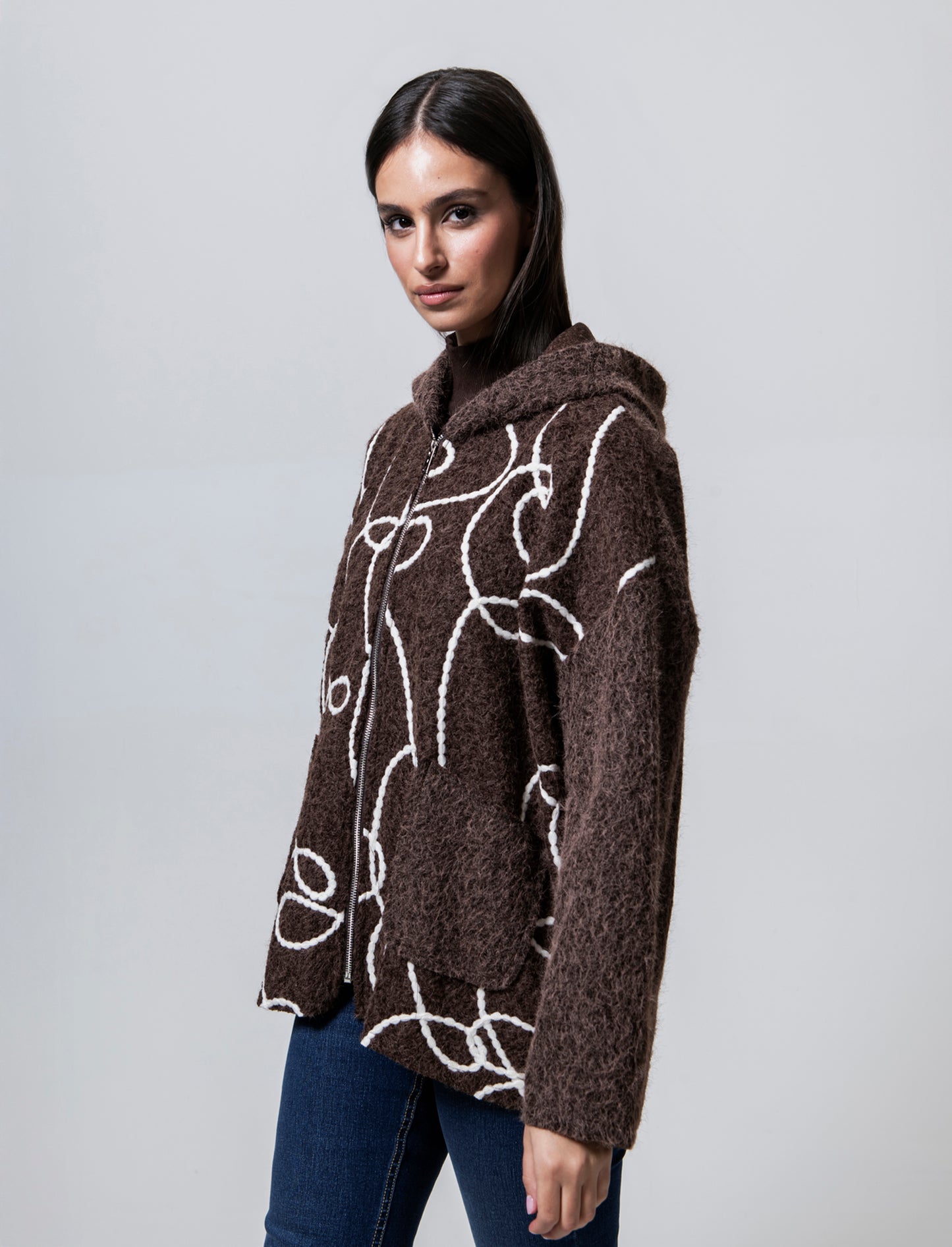 Cappotto con zip over size - Moro