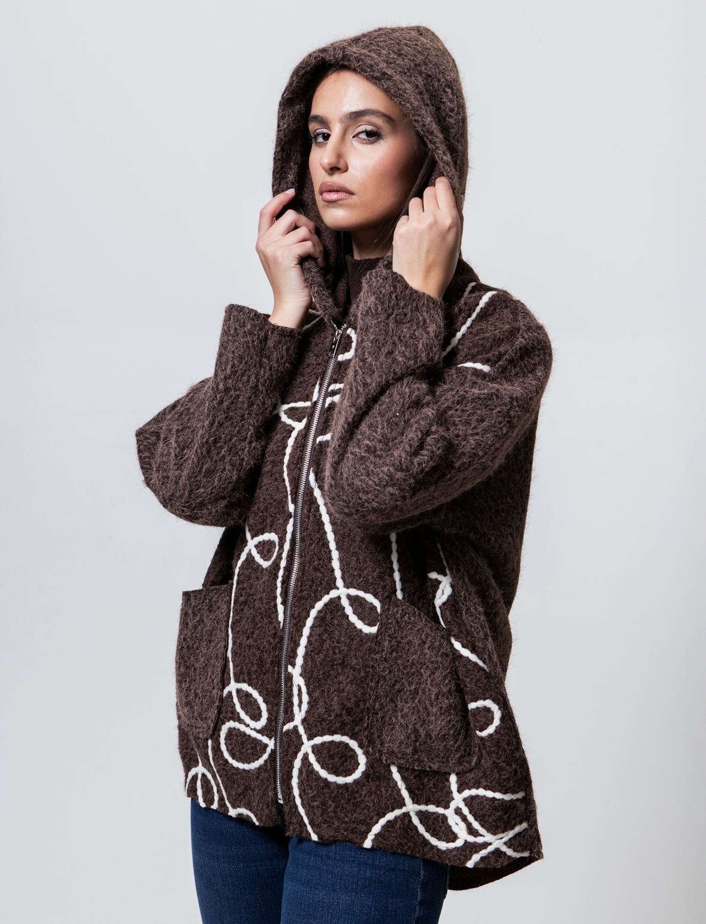Cappotto con zip over size - Moro