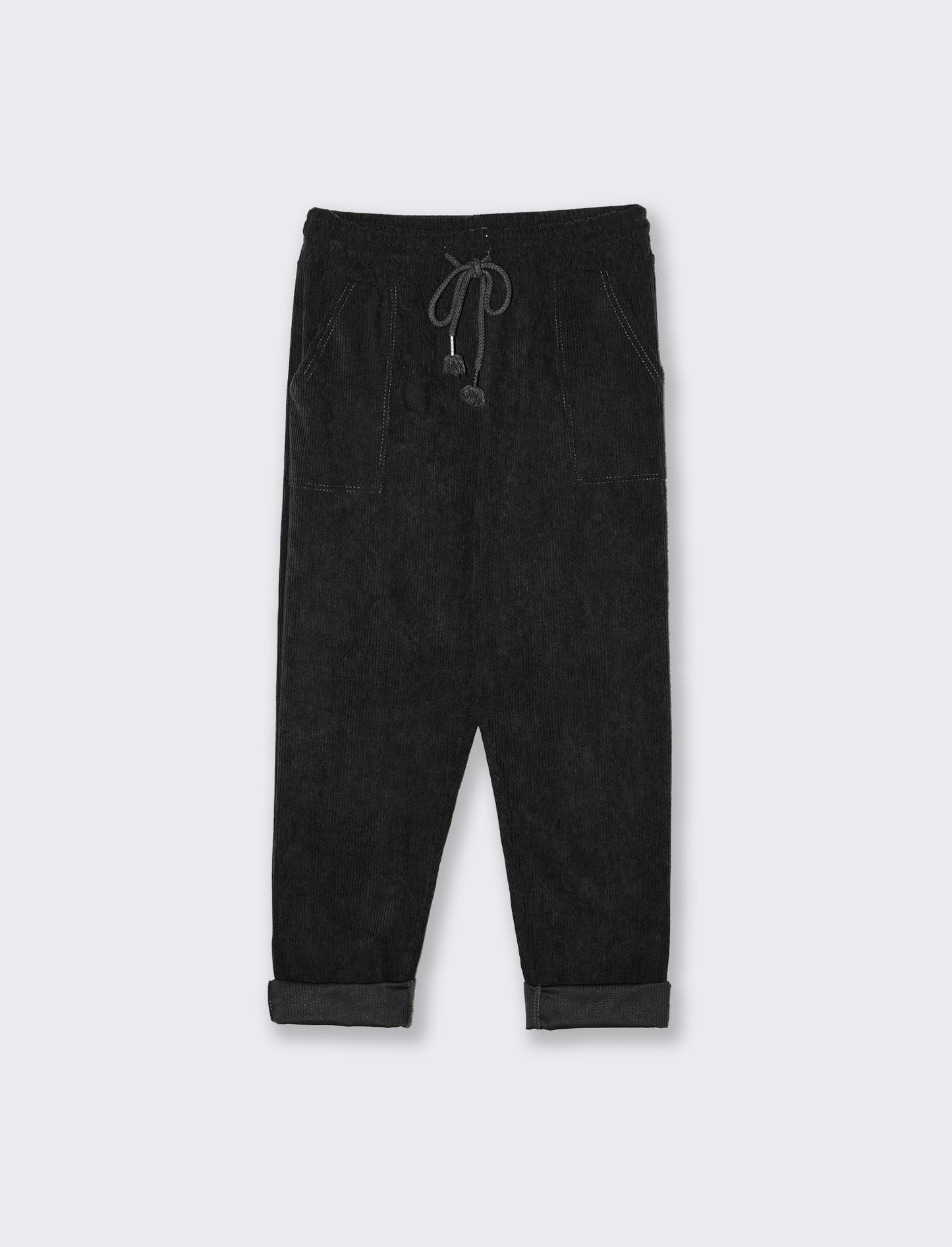 Pantalone con elastico in velluto - Nero