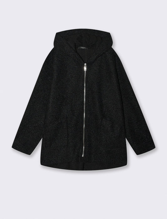 Cappotto con zip oversize - Nero