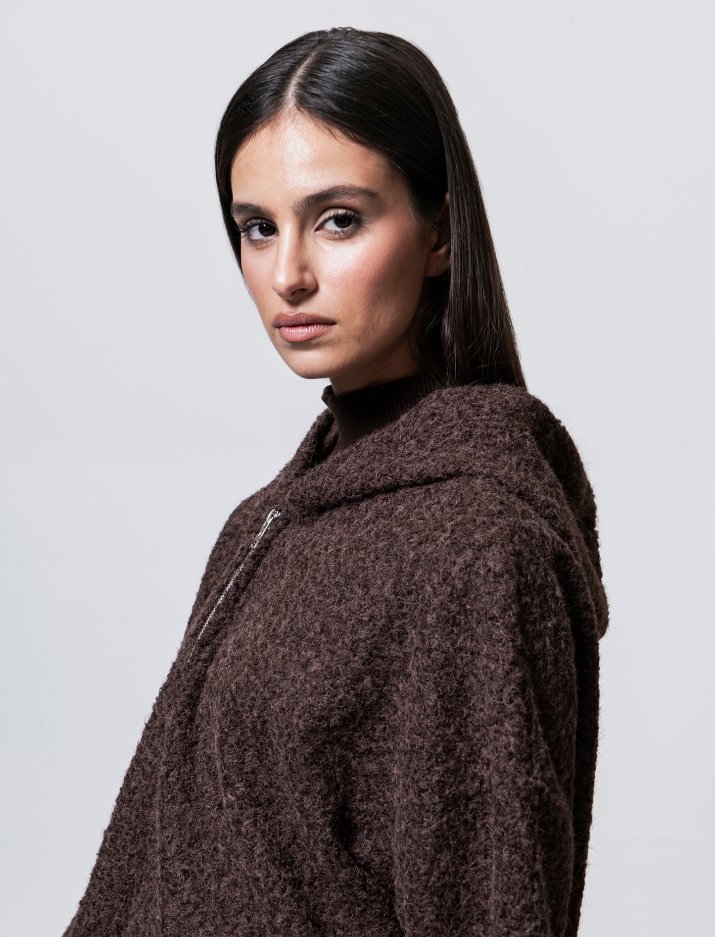 Cappotto con zip oversize - Moro