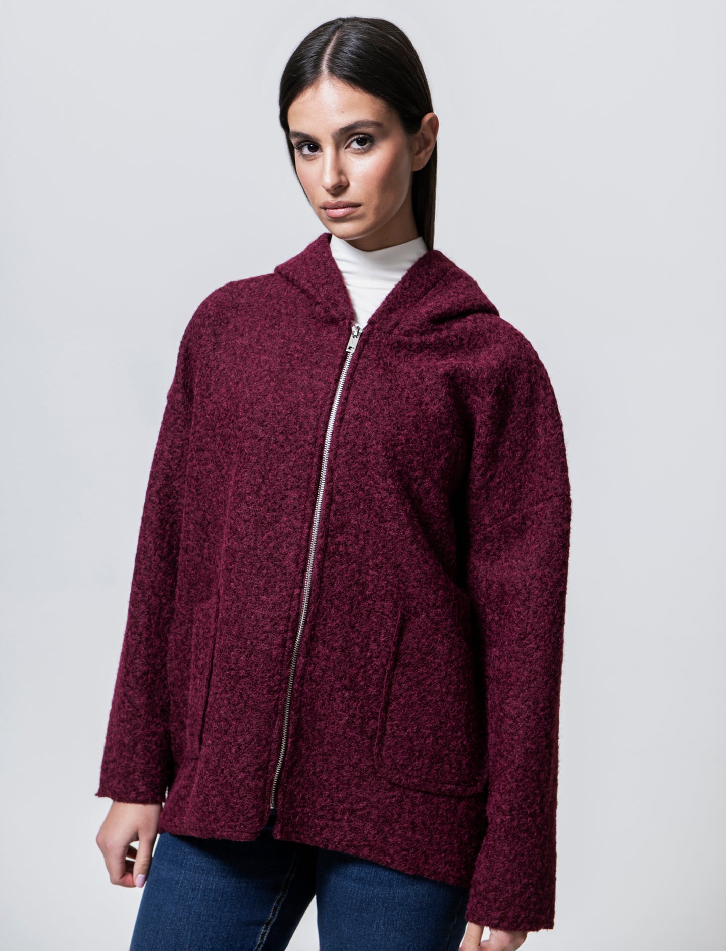 Cappotto con zip oversize - Bordeaux
