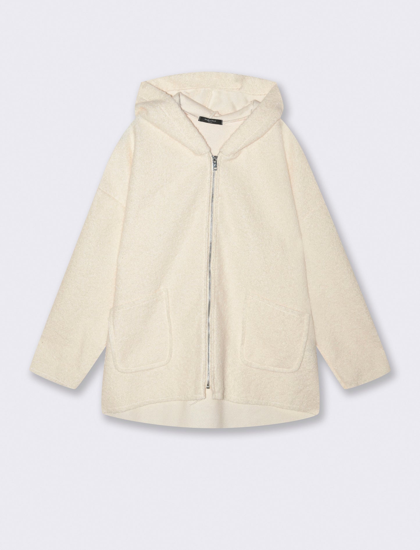 Cappotto con zip oversize - Bianco panna