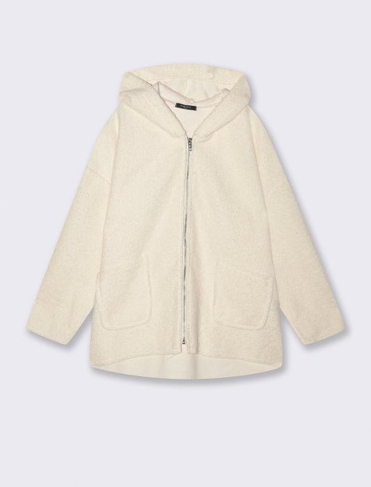 Cappotto con zip oversize - Bianco panna