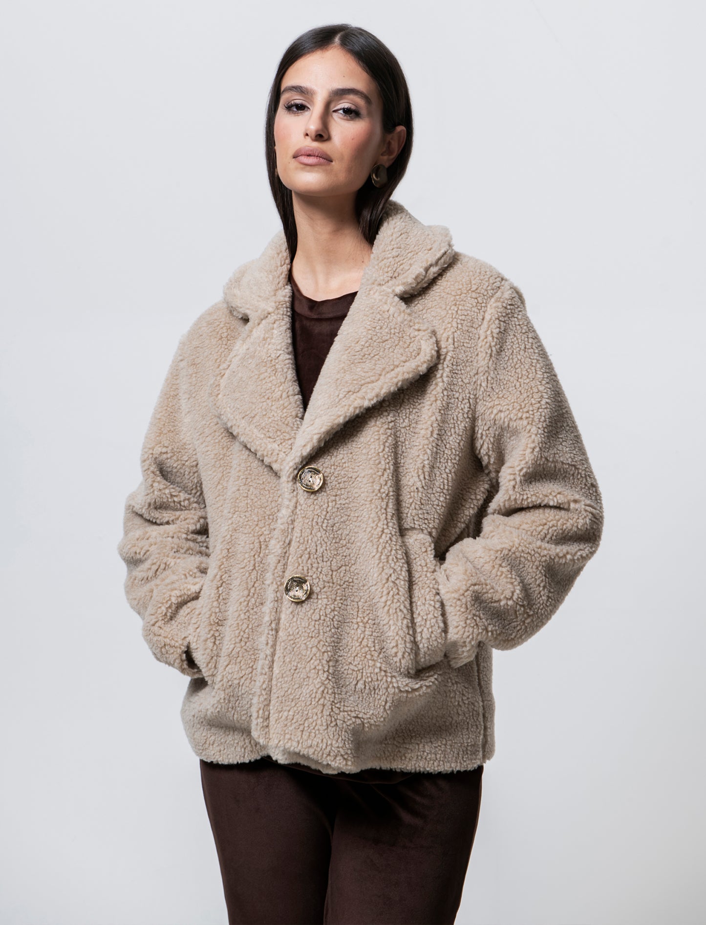 Giacca effetto teddy - Beige