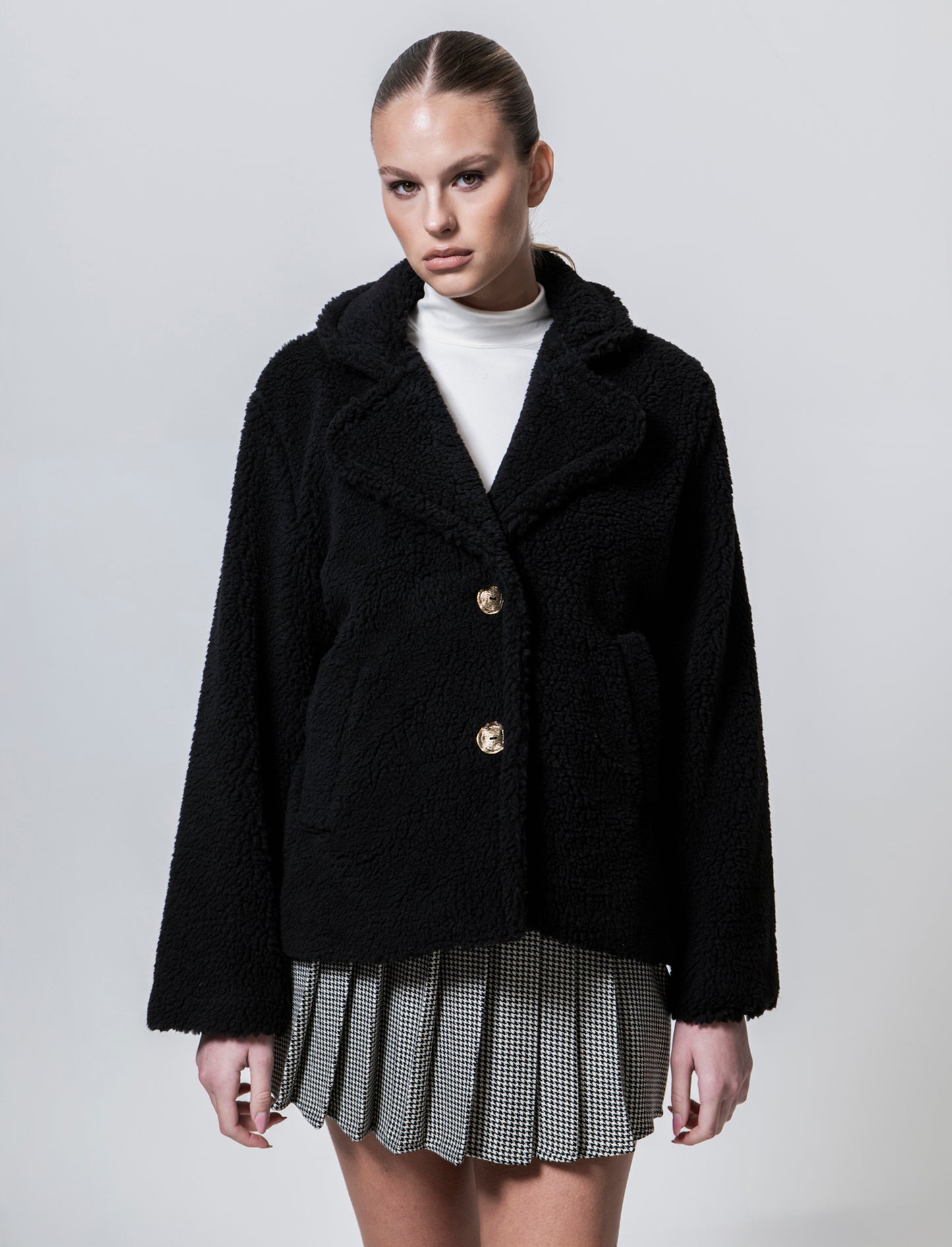 Giacca effetto teddy - Nero