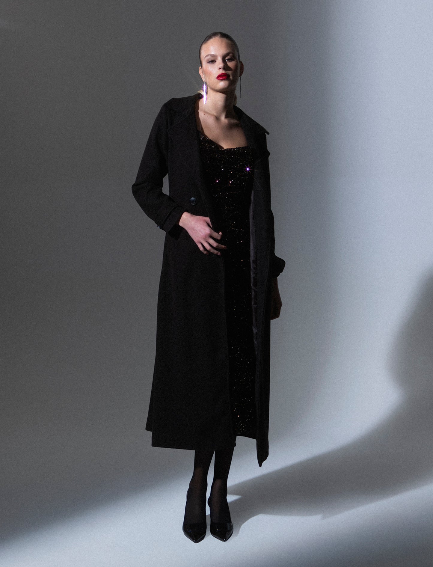 Cappotto trench doppiopetto con cintura - Moro
