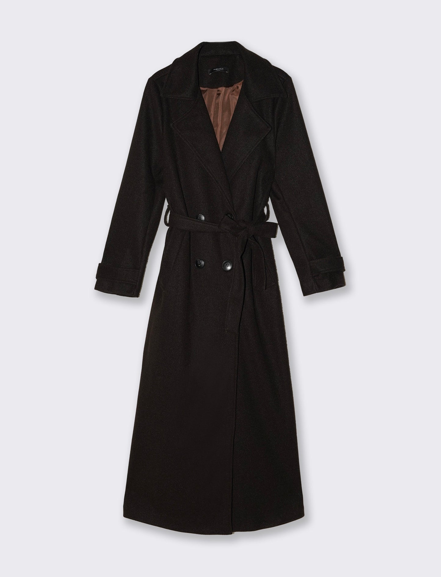 Cappotto trench doppiopetto con cintura - Moro