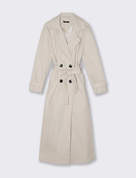 Cappotto trench doppiopetto con cintura - Beige