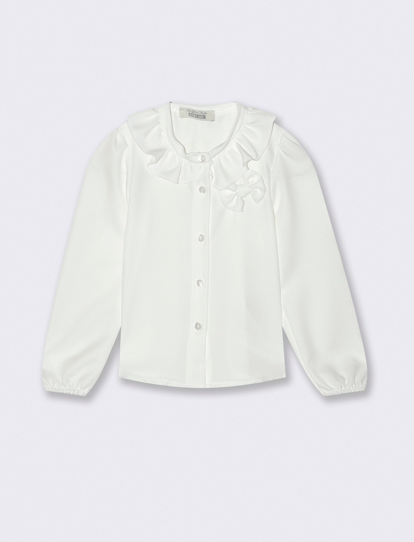 Camicia con rouche e fiocco - Bianco